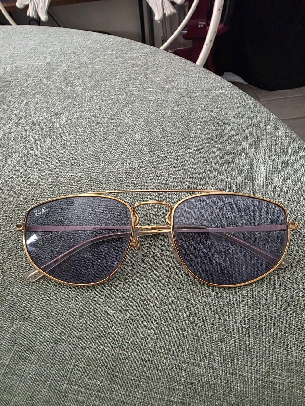 Ray-Ban Gold Frame Sunglasses with Gray Lenses